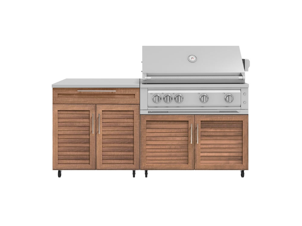 NewAge Outdoor Kitchens Stainless Steel 4-Piece Cabinet Set with Caster and Bar, Grill Cabinet, Performance Grill, and Countertop-72437-Garage Giant