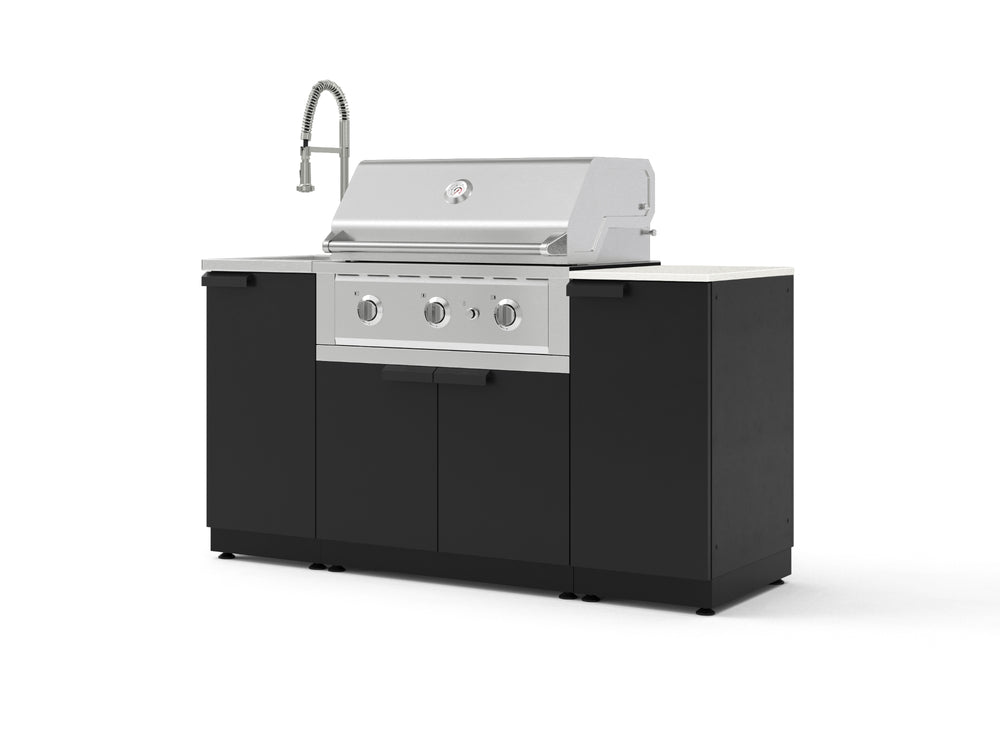 NewAge Outdoor Kitchens Outdoor Grill Island Stainless-Steel 5-Piece Cabinet Set with Sink, 1 Door, Grill Cabinet, Performance Grill and Stainless Steel Countertop - (Natural Gas) | Garage Giant
