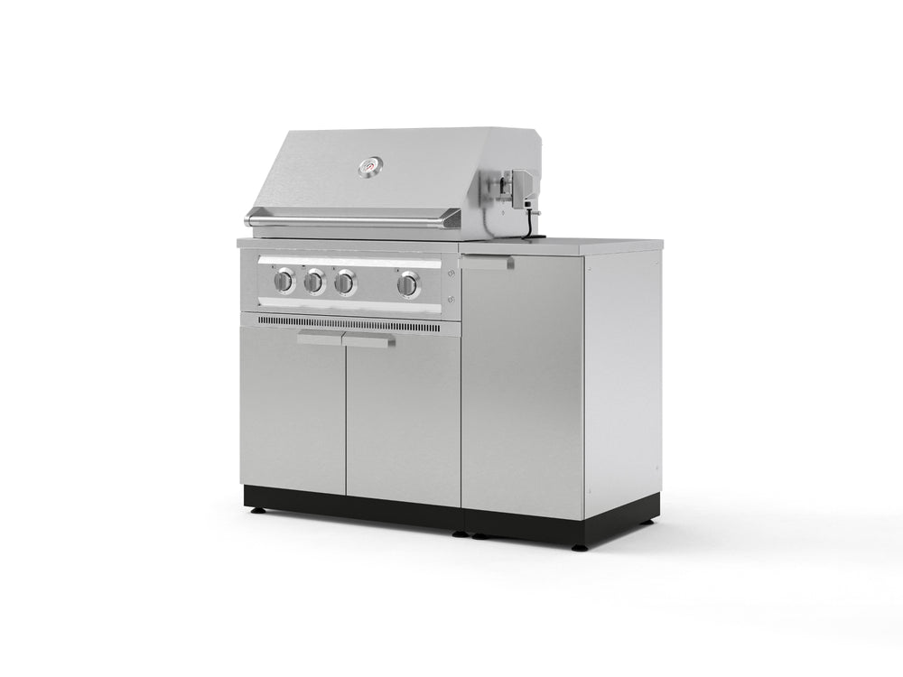 NewAge Outdoor Kitchens Outdoor Grill Island Stainless-Steel 4-Piece Cabinet Set with 1 Door, Grill Cabinet, Platinum Grill and Countertop | 73890