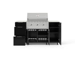 NewAge Outdoor Kitchens Outdoor Grill Island Aluminum 6-Piece Cabinet Set with Casters 1 Door, 3 Drawer, Grill Cabinet, Performance Grill and Dekton in Aeris Countertops - (Liquid Propane) 