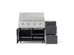 NewAge Outdoor Kitchens Outdoor Grill Island Aluminum 4-Piece Cabinet Set with Casters and 3-Drawer, Grill Cabinet, Performance Grill and Dekton in Aeris Countertop - (Liquid Propane) 