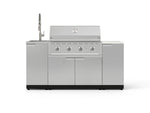 NewAge Outdoor Kitchens Outdoor Grill Island Stainless-Steel 5-Piece Cabinet Set with Sink, 1 Door, Grill Cabinet, Performance Grill and Stainless Steel Countertop - (Liquid Propane) 