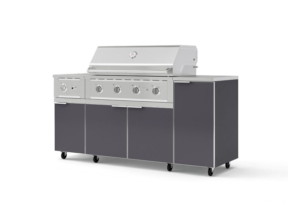 NewAge Outdoor Kitchens Outdoor Grill Island Aluminum 6-Piece Cabinet Set with Casters and 1-Door, Grill Cabinet, Performance Grill, Side Burner, Countertop-74856-Garage Giant