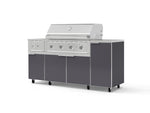 NewAge Outdoor Kitchens Outdoor Grill Island Aluminum 6-Piece Cabinet Set with Casters and 1-Door, Grill Cabinet, Performance Grill, Side Burner, Countertop-74856-Garage Giant 