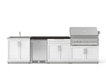 NewAge Outdoor Kitchens Stainless Steel 6-Piece Cabinet Set with Sink, Bar, Grill Cabinet, Platinum Grill, Countertop and Stainless Steel Door Fridge-73769-Garage Giant 