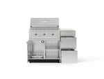 NewAge Outdoor Kitchens Outdoor Grill Island Stainless-Steel 4-Piece Cabinet Set with 3-Drawer, Grill Cabinet, Performance Grill and Dekton in Aeris Countertop - (Liquid Propane) 