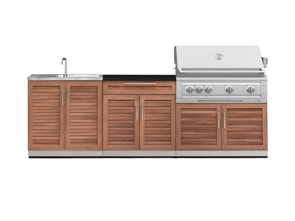 NewAge Outdoor Kitchens Stainless-Steel 5-Piece Cabinet Set with Sink, 2-Door with Drawer, Grill Cabinet, Platinum Grill and Countertop-71582-Garage Giant