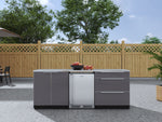 NewAge Outdoor Kitchens Aluminum 5-Piece Cabinet Set with 3-Drawer, 2-Door Cabinet, Countertops and Fridge-67578-Garage Giant 
