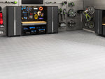 NewAge Garage Flooring Diamond Pattern Polypropylene Garage Flooring Tiles 600 sq. ft. Flooring Bundle - Platinum | 12568 