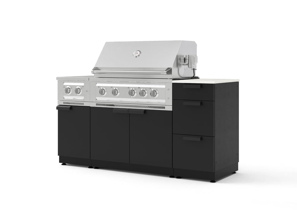 NewAge Outdoor Kitchens Outdoor Grill Island Stainless-Steel 6-Piece Cabinet Set with 3-Drawer, Grill Cabinet, Platinum Grill, Dual Side Burner and Dekton in Aeris Countertop - (Natural Gas) | Garage Giant