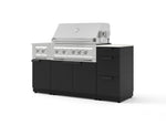 NewAge Outdoor Kitchens Outdoor Grill Island Stainless-Steel 6-Piece Cabinet Set with 3-Drawer, Grill Cabinet, Platinum Grill, Dual Side Burner and Dekton in Aeris Countertop - (Natural Gas) | Garage Giant 