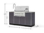 NewAge Outdoor Kitchens Outdoor Grill Island Aluminum 5-Piece Cabinet Set with Sink, 1 Door, Grill Cabinet, Platinum Grill and Stainless Steel Countertop-75375-Garage Giant 