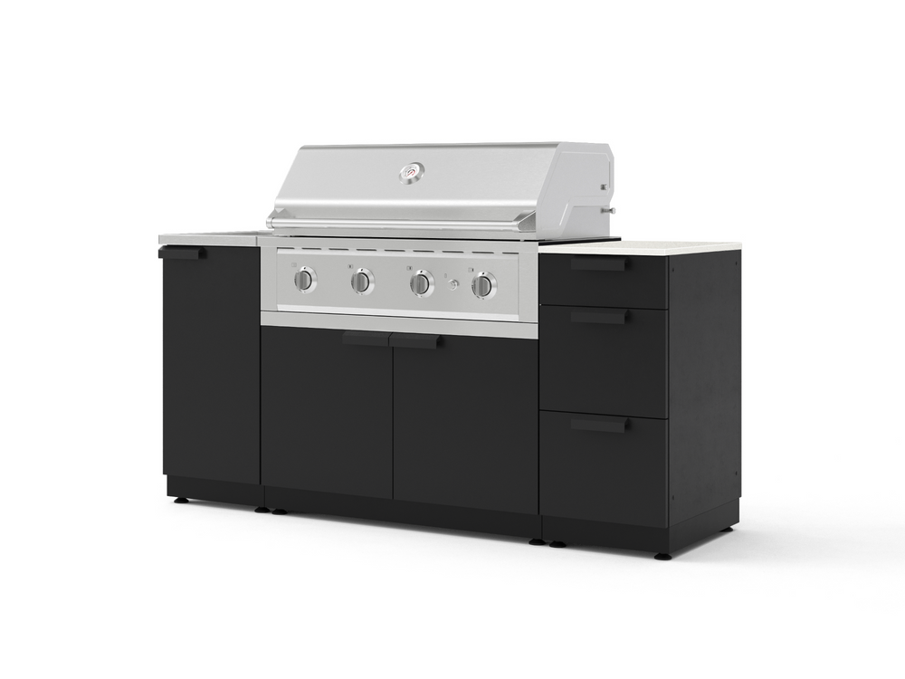 NewAge Outdoor Kitchens Outdoor Grill Island Stainless-Steel 5-Piece Cabinet Set with Sink, 3 Drawer, Grill Cabinet, Performance Grill and Stainless Steel Countertop - (Liquid Propane) | Garage Giant