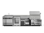 NewAge Outdoor Kitchens Stainless Steel 6-Piece Cabinet Set with Sink, Bar, Grill Cabinet, Platinum Grill, Countertop and Fridge-66365-Garage Giant 