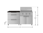NewAge Outdoor Kitchens Stainless Steel 4-Piece Cabinet Set with Casters and 3 Drawer, Grill Cabinet, Performance Grill, Countertop-72138-Garage Giant 