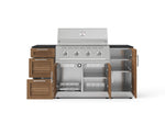 NewAge Outdoor Kitchens Outdoor Grill Island Stainless-Steel Louvered Doors 6-Piece Cabinet Set with 1 Door, 3 Drawer, Grill Cabinet, Performance Grill and Dekton in Sirius Countertops - (Liquid Propane) 
