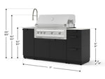 NewAge Outdoor Kitchens Outdoor Grill Island Stainless-Steel 5-Piece Cabinet Set with Sink, 3 Drawer, Grill Cabinet, Platinum Grill and Stainless Steel Countertop - (Liquid Propane) 