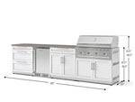 NewAge Outdoor Kitchens Stainless Steel 7-Piece Cabinet Set with 3-Drawer, Bar, Grill Cabinet, Performance Grill, Countertops, and Stainless Steel Door Fridge-73688-Garage Giant 