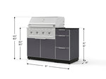 NewAge Outdoor Kitchens Outdoor Grill Island Aluminum 4-Piece Cabinet Set with 3-Drawer, Grill Cabinet, Performance Grill and Countertop - (Liquid Propane) 