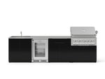 NewAge Outdoor Kitchens Aluminum 6-Piece Cabinet Set with Sink, Bar, Grill Cabinet, Platinum Grill, Countertop and Glass Door Fridge-71498-Garage Giant 