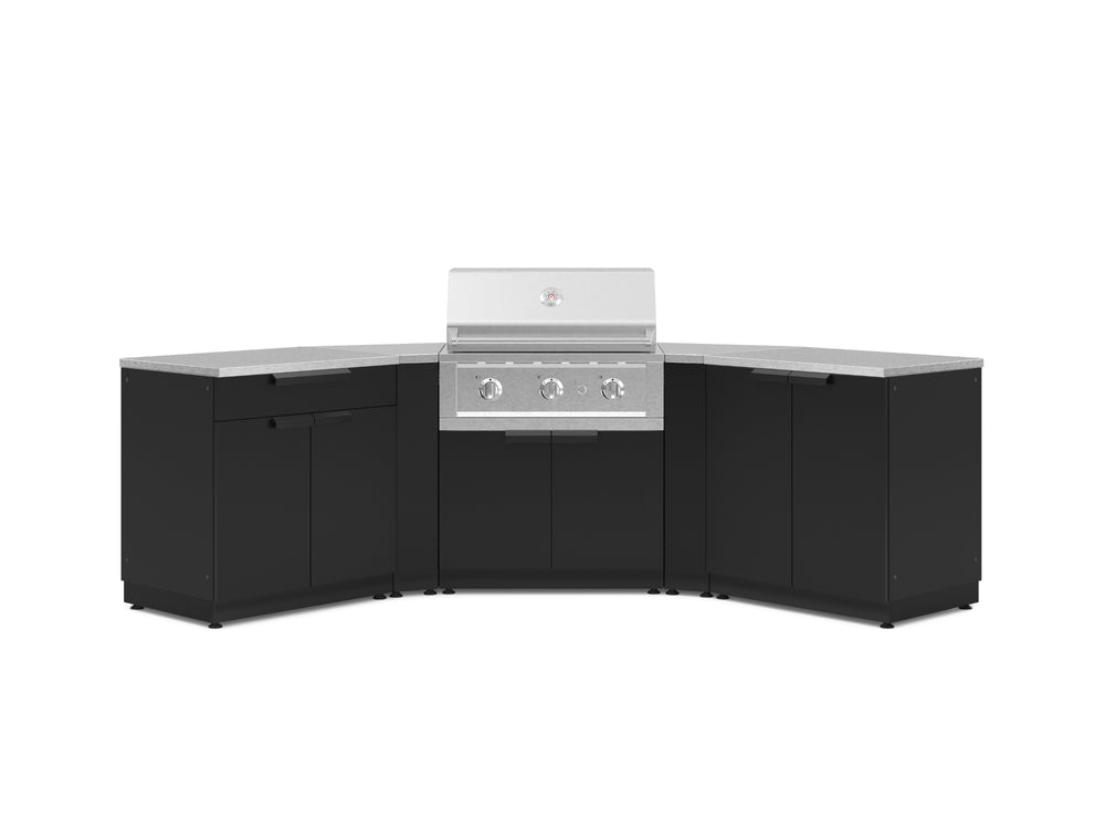 NewAge Outdoor Kitchens Stainless-Steel 7-Piece Cabinet Set with 2 Door, Bar, Corner, Grill Cabinet, Performance Grill, and Countertops-67645-Garage Giant