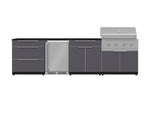NewAge Outdoor Kitchens Aluminum 7-Piece Cabinet Set with 3-Drawer, Bar, Grill Cabinet, Performance Grill, Countertops and Fridge-71830-Garage Giant 