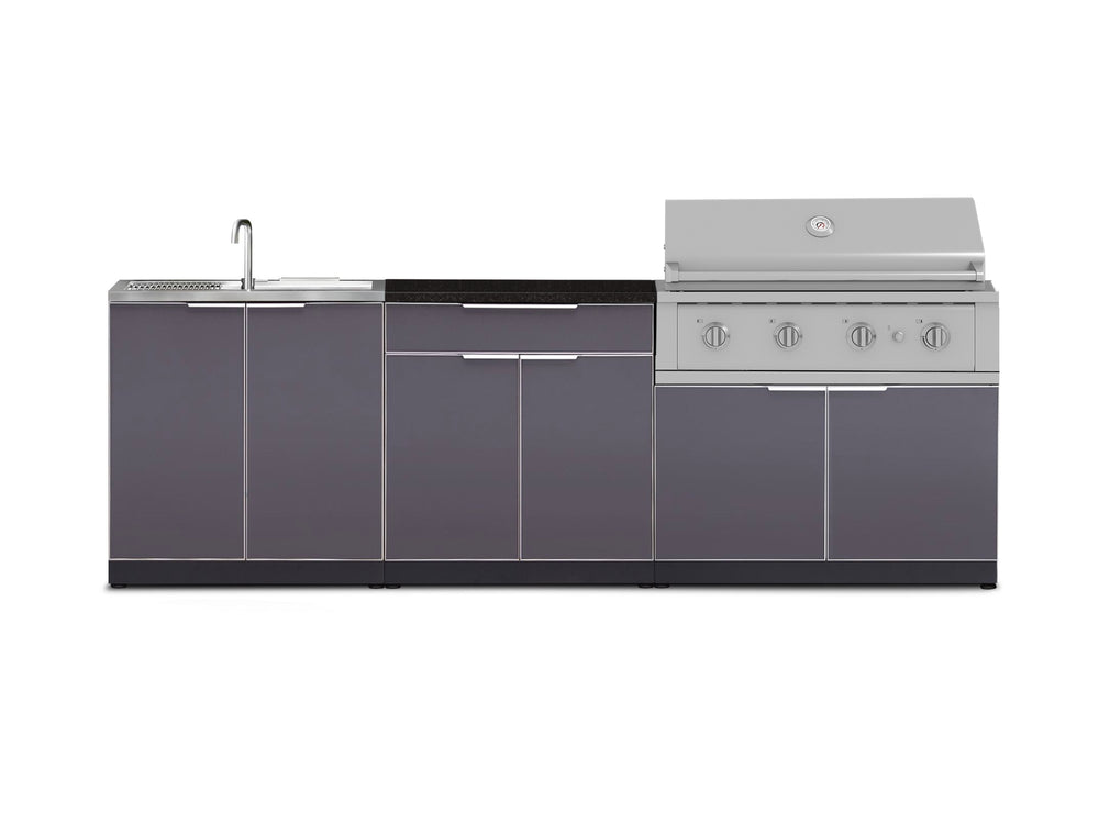 NewAge Outdoor Kitchens Aluminum 5-Piece Cabinet Set with Bar, Grill, Sink Cabinet, Performance Grill, and Countertop-71234-Garage Giant