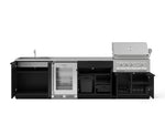NewAge Outdoor Kitchens Stainless Steel 6-Piece Cabinet Set with Sink, Bar, Grill Cabinet, Platinum Grill, Countertop and Glass Door Fridge-71467-Garage Giant 