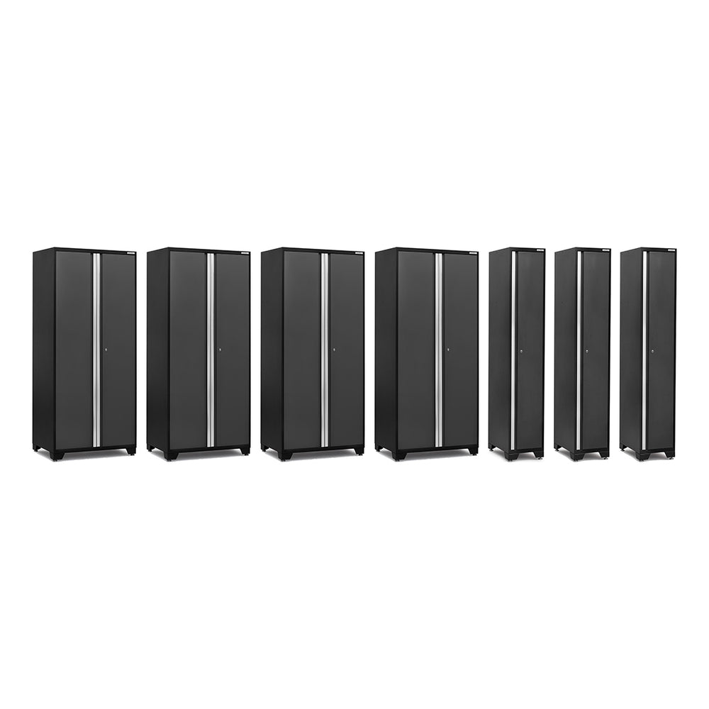 NewAge Garage Cabinets PRO Series Grey 4 x Multi-Use Lockers and 3 x Sports Lockers Set-4 x 52005 + 3 x 52006-Garage Giant