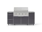 NewAge Outdoor Kitchens Outdoor Grill Island Aluminum 6-Piece Cabinet Set with Casters 1 Door, 3 Drawer, Grill Cabinet, Performance Grill, Countertops-74910-Garage Giant 