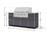 NewAge Outdoor Kitchens Outdoor Grill Island Aluminum 6-Piece Cabinet Set with 1 Door, 3 Drawer, Grill Cabinet, Performance Grill and Countertops - (Natural Gas) 