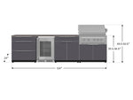 NewAge Outdoor Kitchens Aluminum 7-Piece Cabinet Set with 3-Drawer, Bar, Grill Cabinet, Platinum Grill, Countertops and Fridge-71917-Garage Giant 