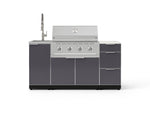 NewAge Outdoor Kitchens Outdoor Grill Island Aluminum 5-Piece Cabinet Set with Sink, 3 Drawer, Grill Cabinet, Performance Grill and Stainless Steel Countertop - (Natural Gas) 