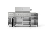 NewAge Outdoor Kitchens Outdoor Grill Island Stainless-Steel 6-Piece Cabinet Set with Casters and 1-Door, Grill Cabinet, Platinum Grill, Dual Side Burner and Dekton in Aeris Countertop - (Liquid Propane) 