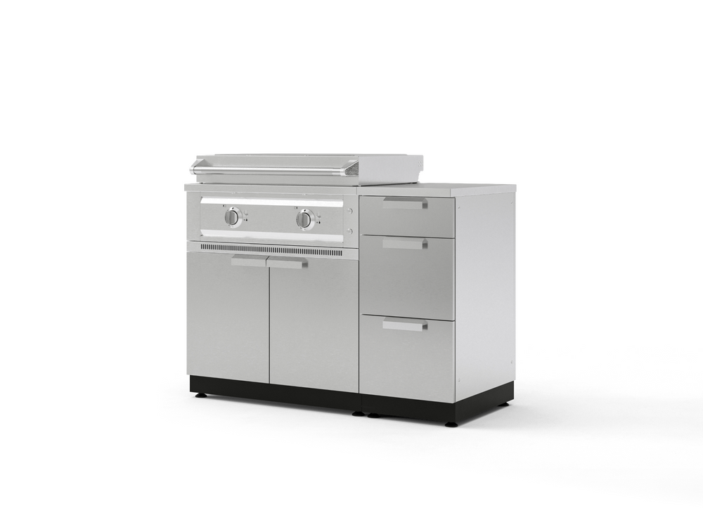 NewAge Outdoor Kitchens Classic Series 4-Piece Griddle Island · 304 Stainless Steel · SS Door · Platinum Griddle | 64623