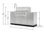 NewAge Outdoor Kitchens Outdoor Grill Island Stainless-Steel 5-Piece Cabinet Set with Sink, 1 Door, Grill Cabinet, Performance Grill and Stainless Steel Countertop - (Natural Gas) 