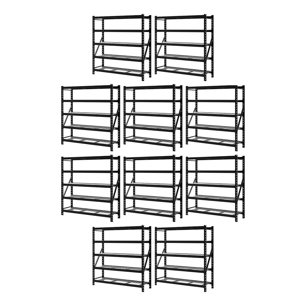 NewAge Garage Cabinets 5-Tier Adjustable Heavy-Duty Steel Garage Shelving Rack in Black - 77 in. x 24 in (Pack of 10)-40651x10-Garage Giant