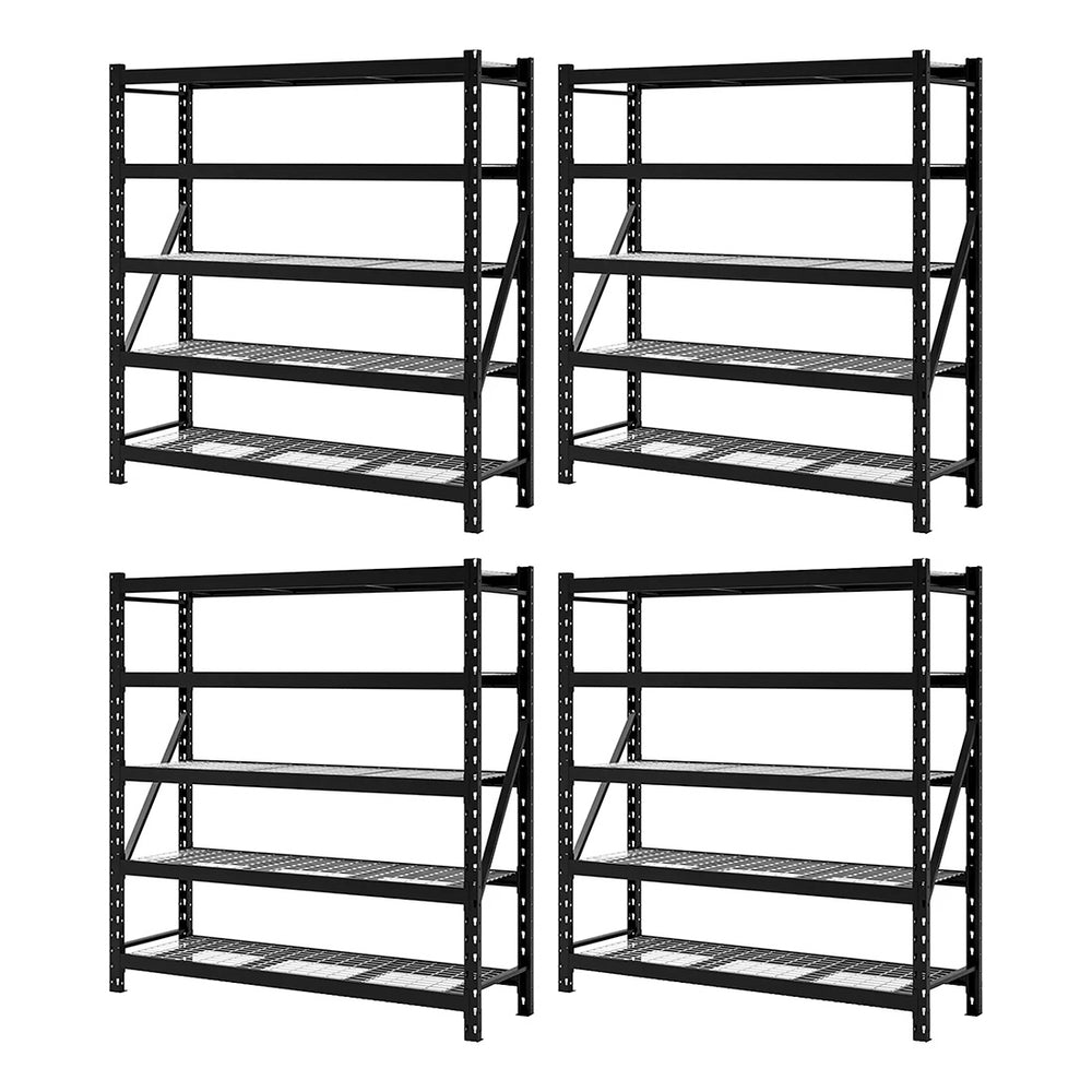 NewAge Garage Cabinets 5-Tier Adjustable Heavy-Duty Steel Garage Shelving Rack in Black - 77 in. x 24 in (Pack of 4)-40651x4-Garage Giant