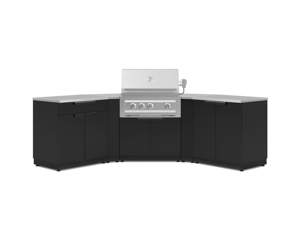 NewAge Outdoor Kitchens Stainless-Steel 7-Piece Cabinet Set with 2 Door, Bar, Corner, Grill Cabinet, Platinum Grill, and Countertops-67654-Garage Giant