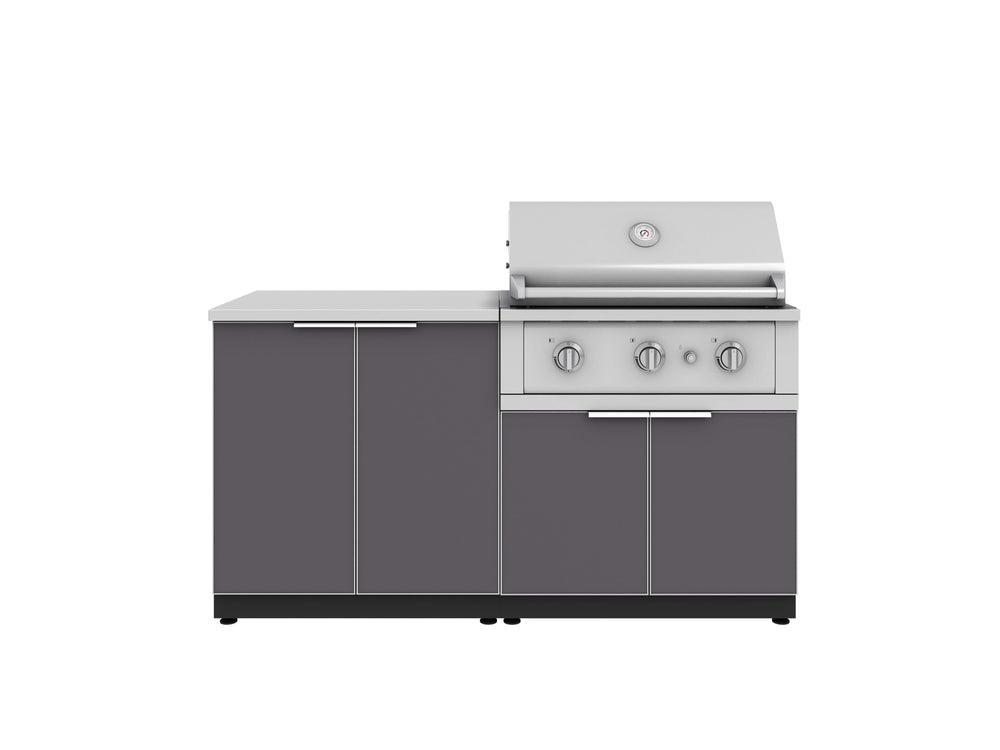 NewAge Outdoor Kitchens Aluminum 4-Piece Cabinet Set with 2 Door, Grill Cabinet, Performance Grill and Countertop-67267-Garage Giant