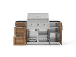 NewAge Outdoor Kitchens Outdoor Grill Island Stainless-Steel Louvered Doors 6-Piece Cabinet Set with 1 Door, 3 Drawer, Grill Cabinet, Performance Grill and Dekton in Sirius Countertops - (Natural Gas) 