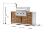 NewAge Outdoor Kitchens Outdoor Grill Island Stainless-Steel Louvered Doors 5-Piece Cabinet Set with Sink, 3 Drawer, Grill Cabinet, Performance Grill and Stainless Steel Countertop - (Natural Gas) 