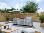 NewAge Outdoor Kitchens Stainless Steel 6-Piece Cabinet Set with Sink, Bar, Grill Cabinet, Performance Grill, Countertop and Fridge-66343-Garage Giant 