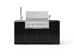 NewAge Outdoor Kitchens Outdoor Grill Island Aluminum 5-Piece Cabinet Set with Sink, 1 Door, Grill Cabinet, Platinum Grill and Stainless Steel Countertop - (Natural Gas) 