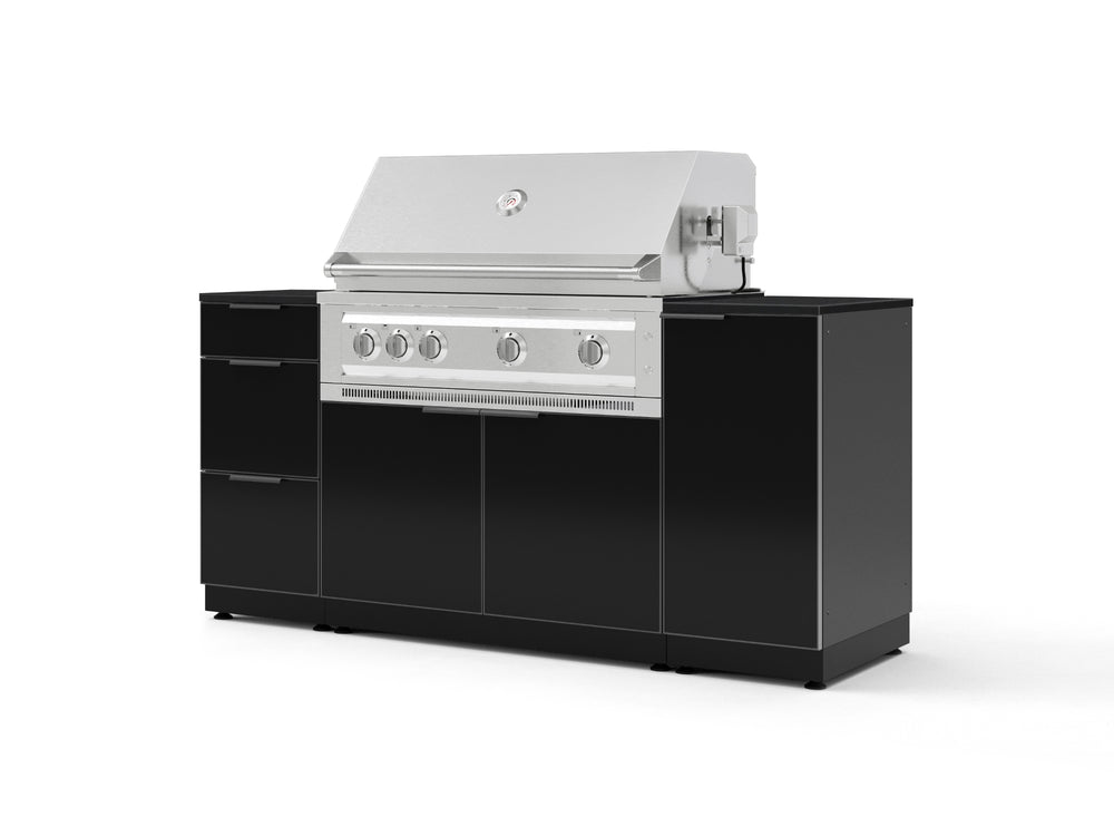 NewAge Outdoor Kitchens Outdoor Grill Island Aluminum 6-Piece Cabinet Set with 1 Door, 3 Drawer, Grill Cabinet, Platinum Grill and Dekton in Sirius Countertops - (Liquid Propane) | Garage Giant