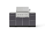 NewAge Outdoor Kitchens Outdoor Grill Island Aluminum 6-Piece Cabinet Set with 3 Drawers, Grill Cabinet, Platinum Grill and Countertops 