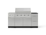 NewAge Outdoor Kitchens Outdoor Grill Island Stainless-Steel 6-Piece Cabinet Set with 3-Drawer, Grill Cabinet, Performance Grill, Side Burner and Dekton in Sirius Countertop - (Natural Gas) 