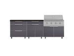 NewAge Outdoor Kitchens Aluminum 5-Piece Cabinet Set With Casters and 3 Drawer, Bar, Grill Cabinet, Performance Grill, Countertop-72569-Garage Giant 