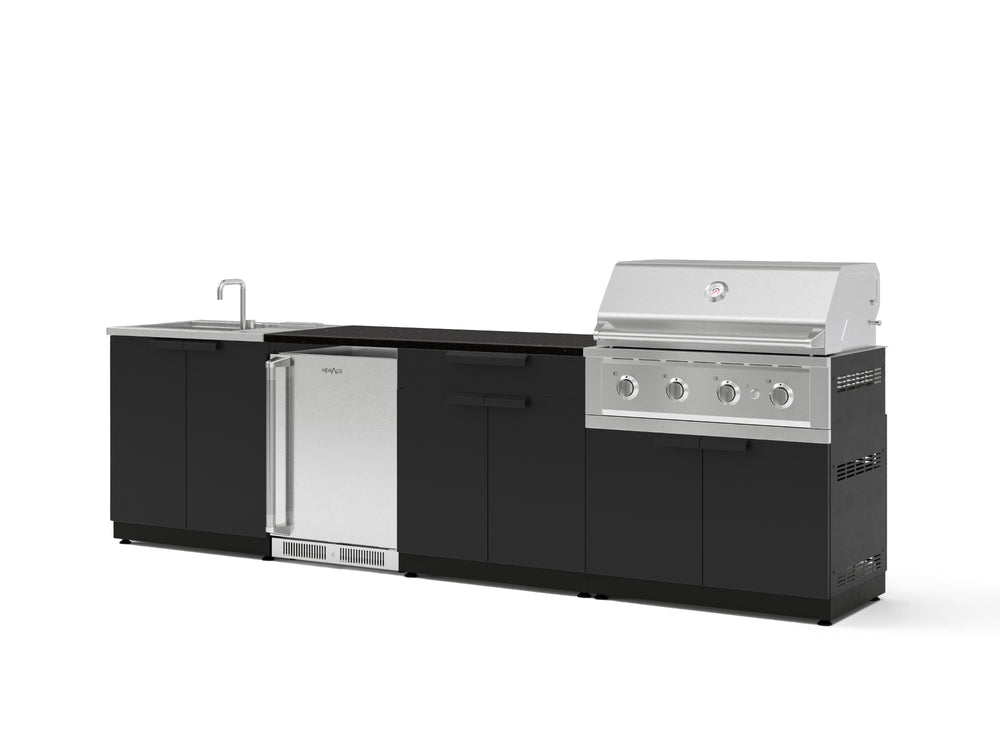 NewAge Outdoor Kitchens Stainless Steel 6-Piece Cabinet Set with Sink, Bar, Grill Cabinet, Performance Grill, Countertop and Stainless Steel Door Fridge-73735-Garage Giant