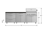 NewAge Outdoor Kitchens Stainless Steel 5-Piece Cabinet Set with Casters and 3 Drawer, Bar, Grill Cabinet, Platinum Grill, Countertop-72586-Garage Giant 